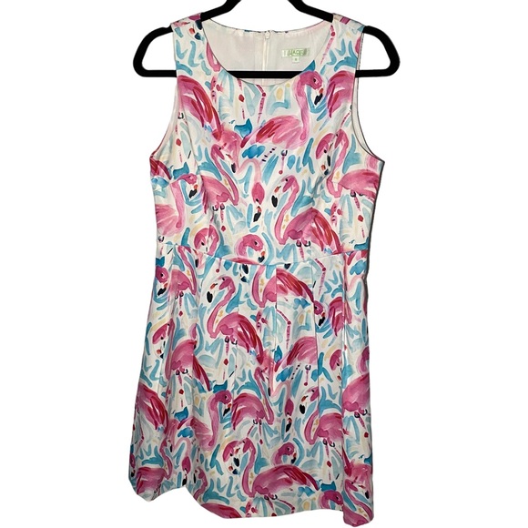 Jade Dresses & Skirts - Jade Melody Tam‎ Women's Medium Pink Flamingo Tropical Fit and Flare Dress